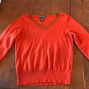 Banana Republic orange long sleeved V-neck top gently used